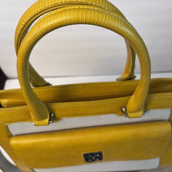 Ted Lapidus Buttery Yellow Leather and Cloth Handbag - Picture 9 of 11